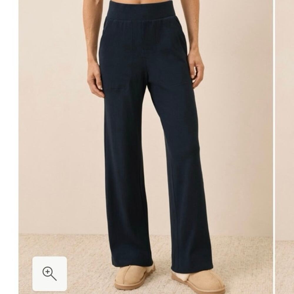 NWOT Women’s pact Organic Easy Rib Wide Leg Lounge Pant in Black SZ S